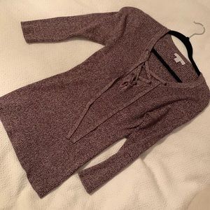 Purple marl tie up sweater